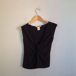 Free People Black Twist Front V-Neck Top